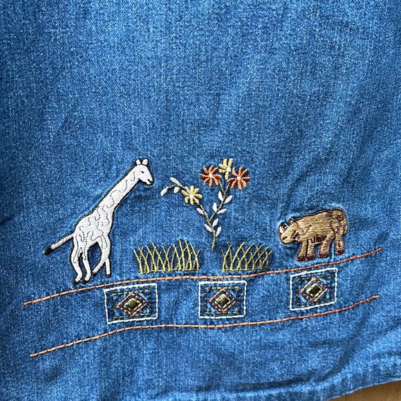 Safari Embroidered Vintage Denim Dress - Picture 5 of 12